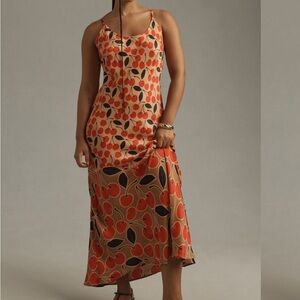 Anthropologie Neutral Cherry Pattern Maxi Elva SlipDress 2X